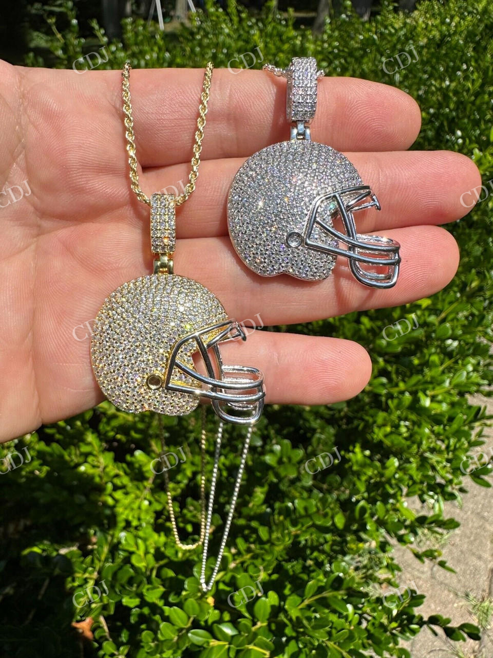 Football Helmet Round Diamond Hip Hop Pendant  customdiamjewel   