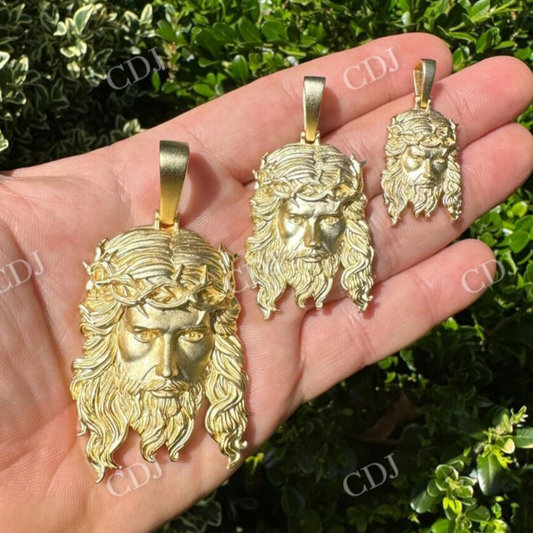 Jesus Piece Yellow Gold Pendant For Men  customdiamjewel   
