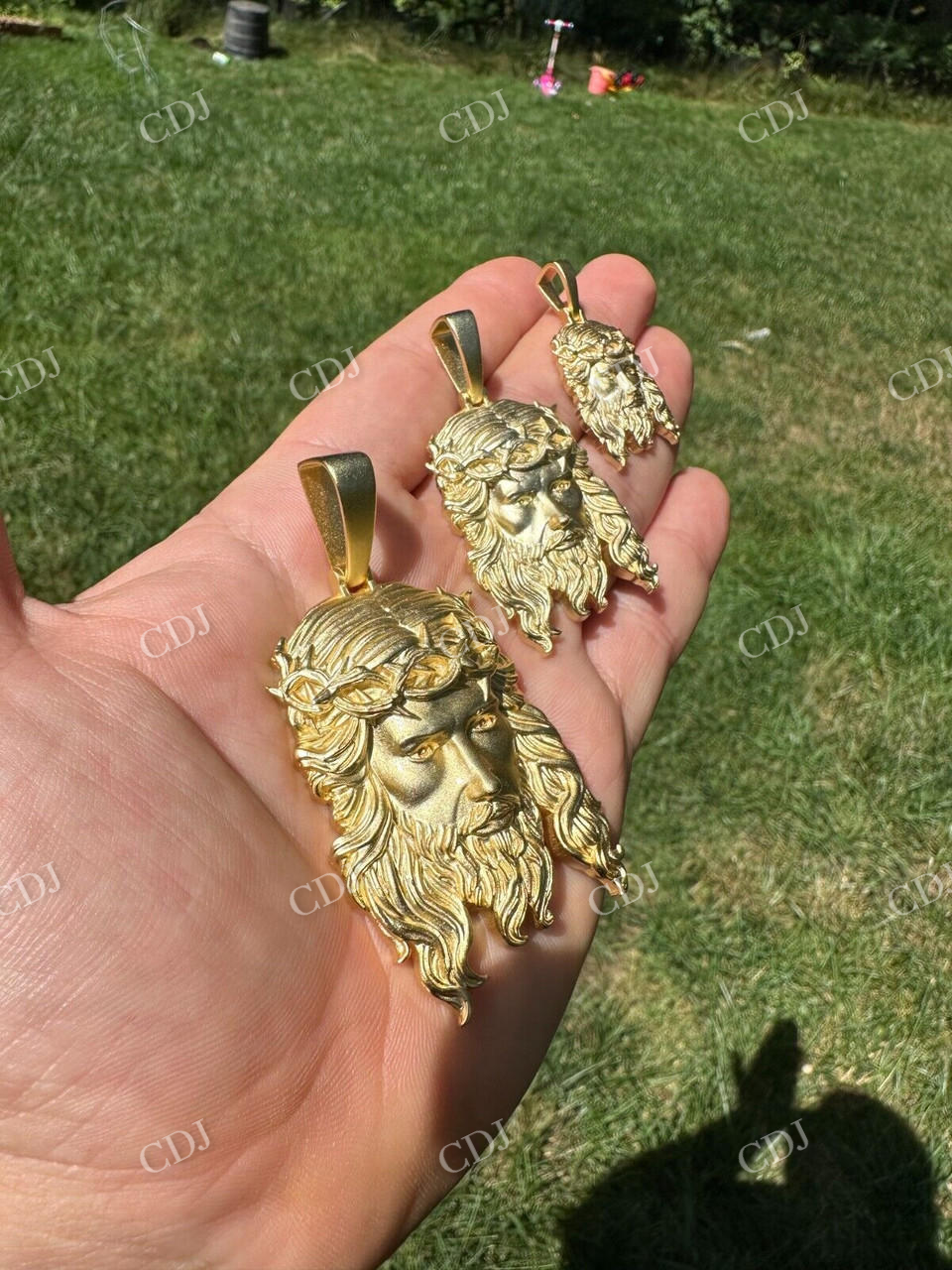 Jesus Piece Yellow Gold Pendant For Men  customdiamjewel   