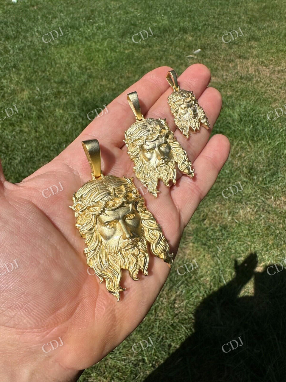 Jesus Piece Yellow Gold Pendant For Men  customdiamjewel   