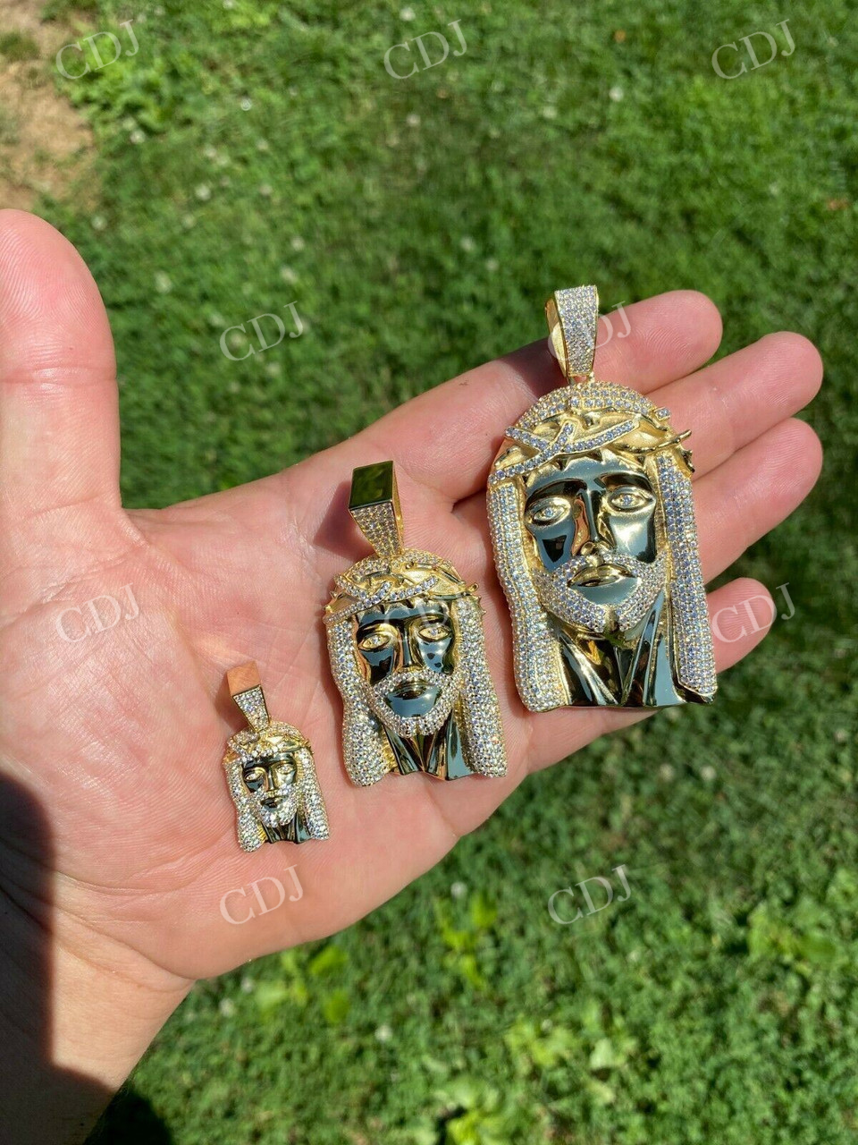 14K Gold Moissanite Iced Jesus Piece Pendant  customdiamjewel   