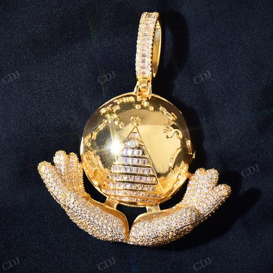 Customized Iced Out Earth Moissanite Diamond Pendant hip hop jewelry CustomDiamJewel