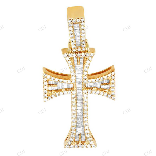 1.7 Inch Lab Grown Diamond 10K Yellow Gold Cross Pendant Hip Hop Pendent CustomDiamJewel