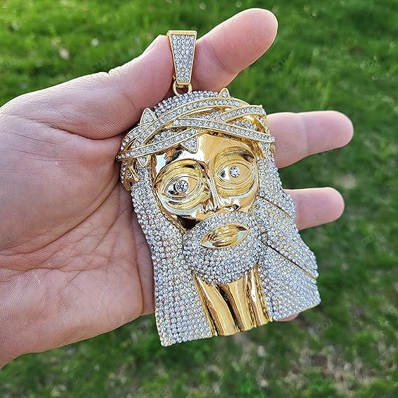 Hip Hop Style Iced Out Sterling Silver Jesus Pendant hip hop jewelry CustomDiamJewel