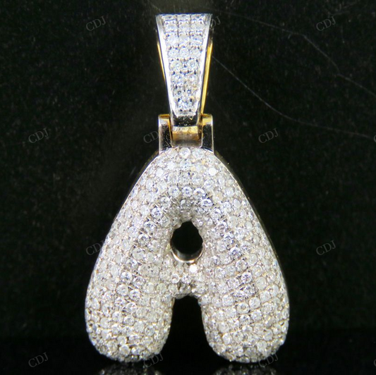 Natural Diamond 10K Yellow Gold A Letter Pendant CustomDiamJewel