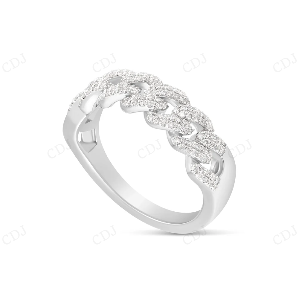 Sterling Silver Moissanite Half Eternity Cuban Link Ring hip hop ring CustomDiamJewel