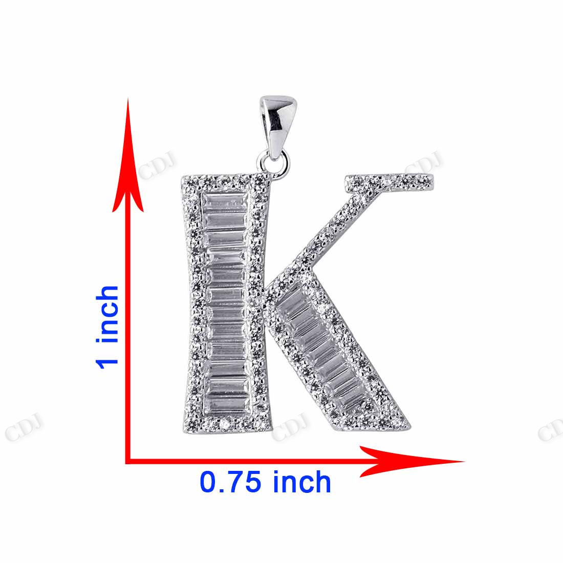 Sterling Silver Baguette K Letter Moissanite Pendant hip hop jewelry CustomDiamJewel