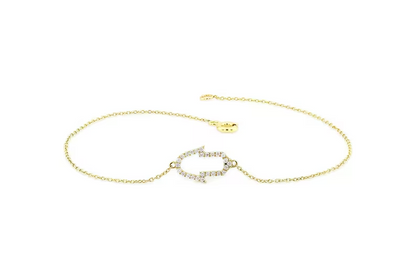 0.16CTW Moissanite Hamsa Diamond Bracelet  customdiamjewel Sterling Silver Yellow Gold VVS-EF