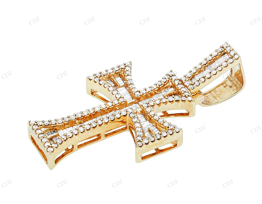 1.7 Inch Lab Grown Diamond 10K Yellow Gold Cross Pendant Hip Hop Pendent CustomDiamJewel