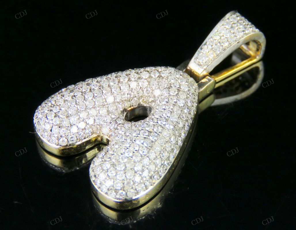 Natural Diamond 10K Yellow Gold A Letter Pendant CustomDiamJewel