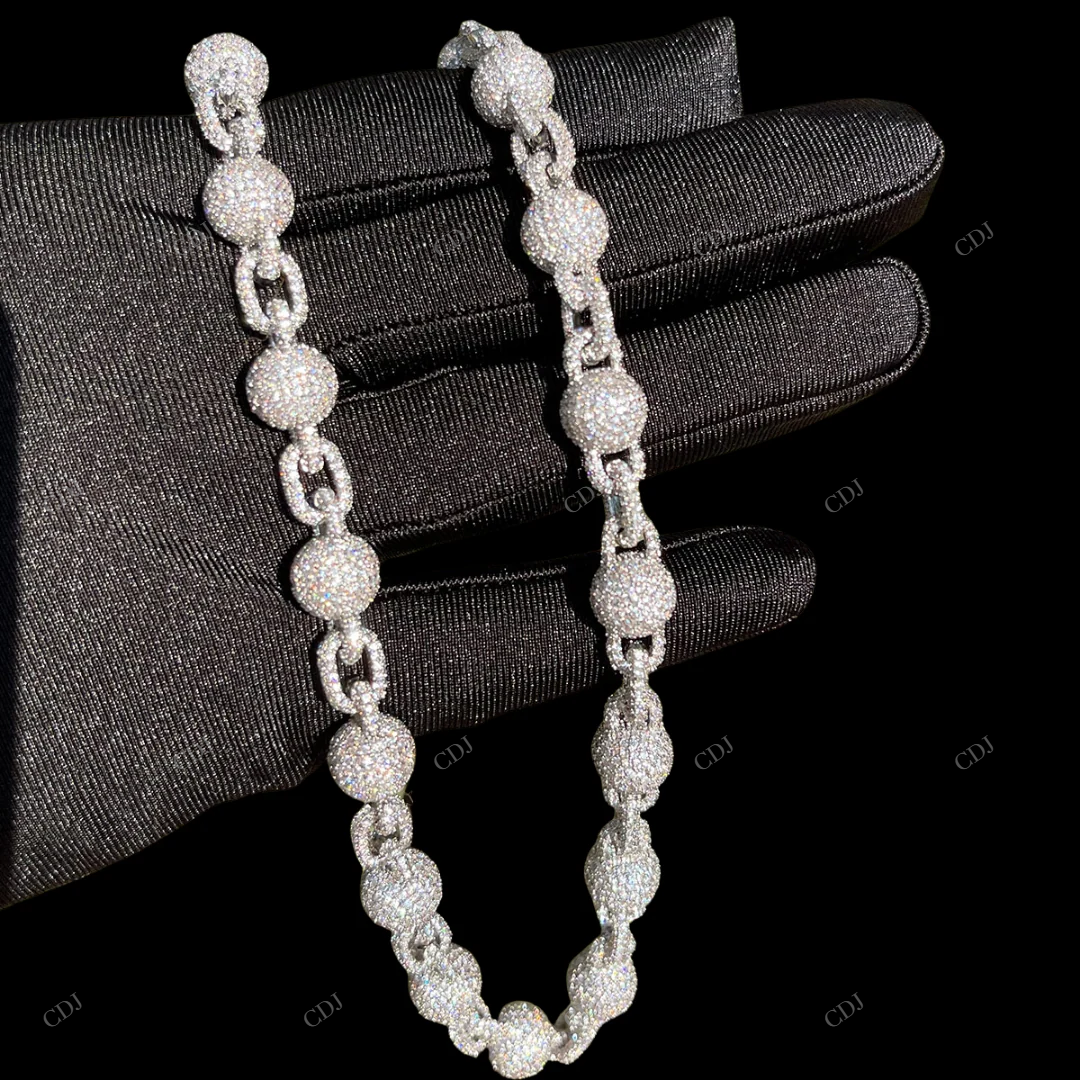 VVS Moissanite 925 Silver Ball Link Chain For Her CustomDiamJewel