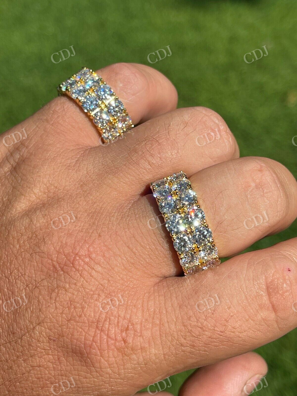 14k Gold Hip Hop Iced Tennis Ring  customdiamjewel   