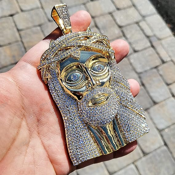 Hip Hop Style Iced Out Sterling Silver Jesus Pendant hip hop jewelry CustomDiamJewel
