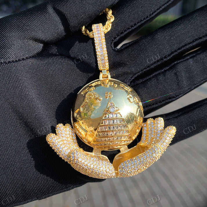 Customized Iced Out Earth Moissanite Diamond Pendant hip hop jewelry CustomDiamJewel