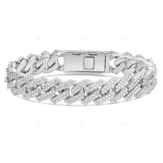 VVS Moissanite Diamond Hip Hop Iced Out Cuban Link Bracelet CustomDiamJewel