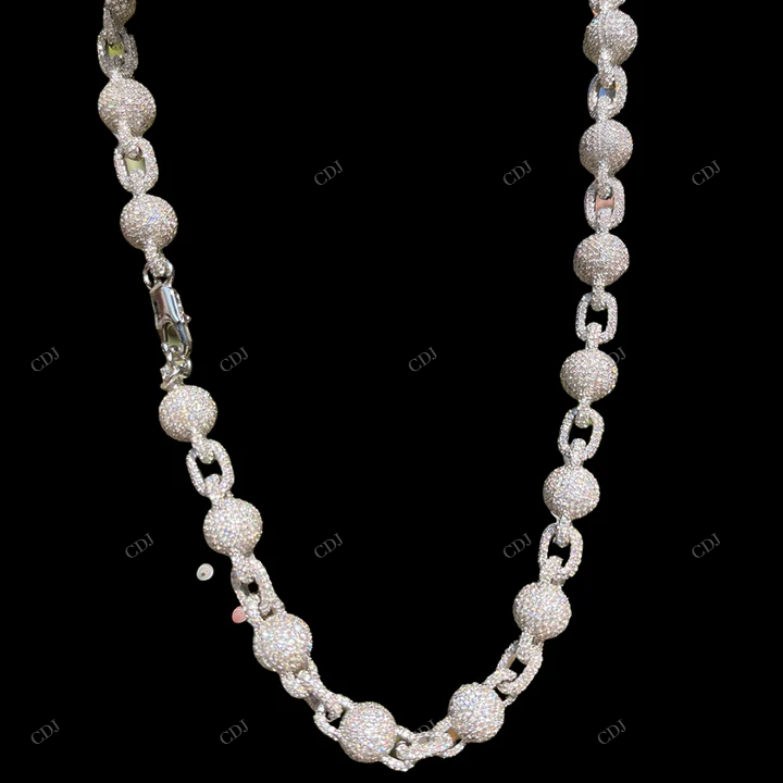 VVS Moissanite 925 Silver Ball Link Chain For Her CustomDiamJewel