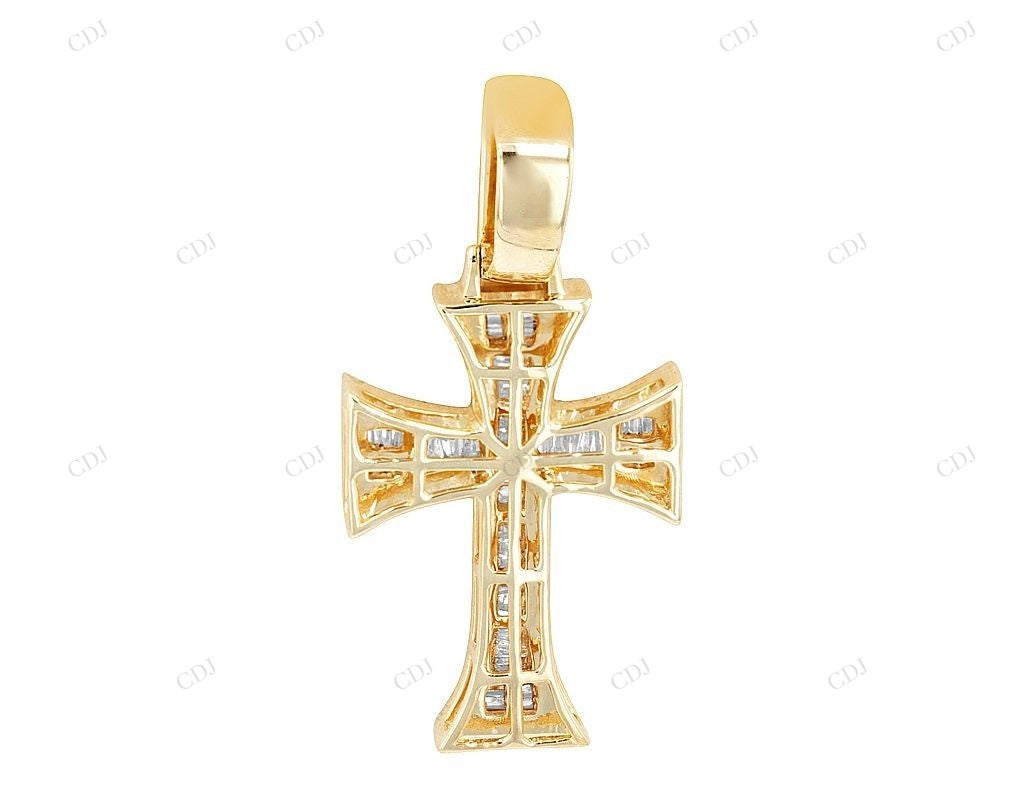1.7 Inch Lab Grown Diamond 10K Yellow Gold Cross Pendant Hip Hop Pendent CustomDiamJewel