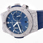Luxurious Chrono Hublot Blue Belt Moissanite Watch customdiamjewel