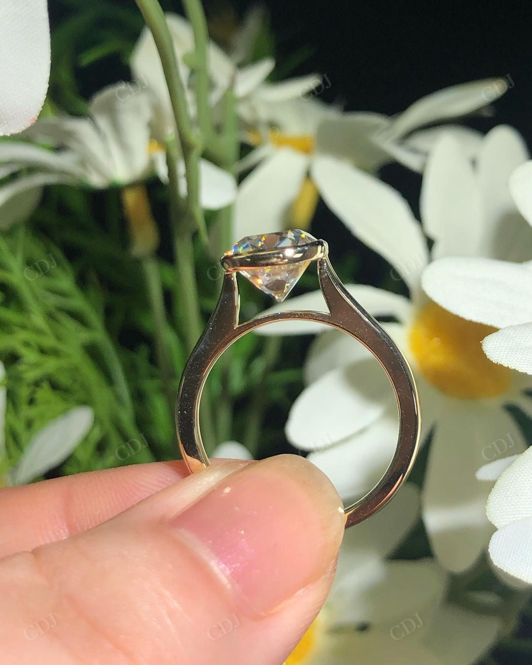 Bezel Set Lab Grown Diamond Solitaire Ring customdiamjewel