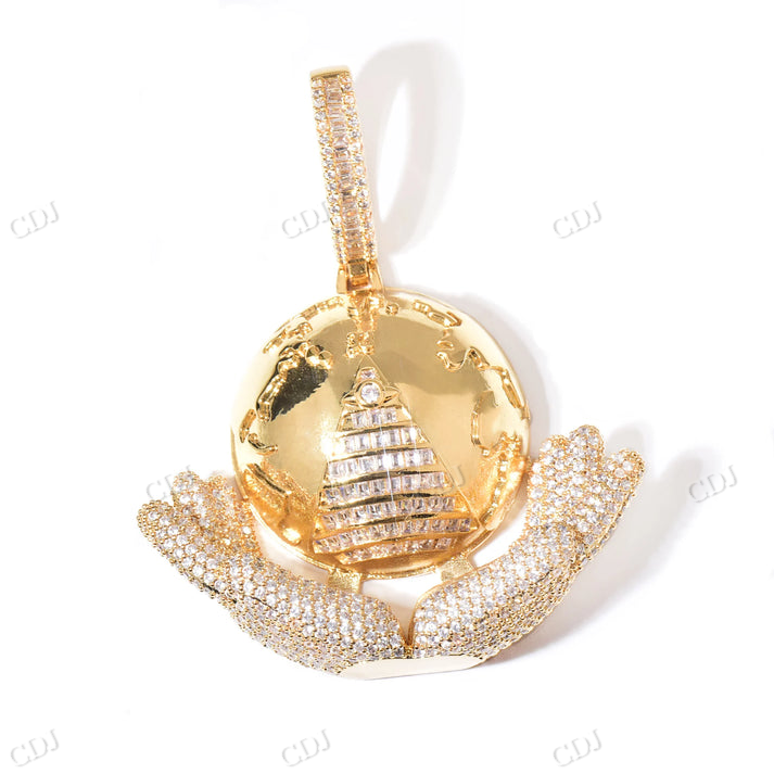 Customized Iced Out Earth Moissanite Diamond Pendant hip hop jewelry CustomDiamJewel
