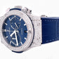 Luxurious Chrono Hublot Blue Belt Moissanite Watch customdiamjewel