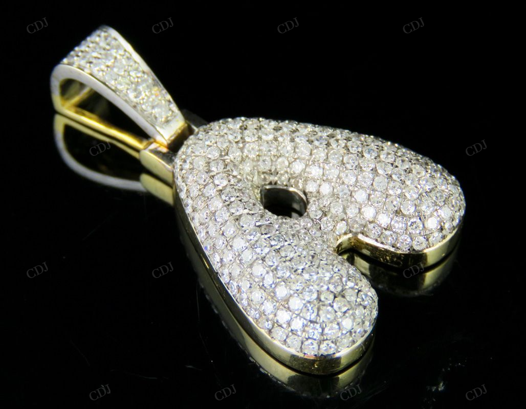 Natural Diamond 10K Yellow Gold A Letter Pendant CustomDiamJewel