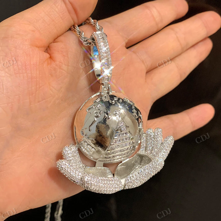 Customized Iced Out Earth Moissanite Diamond Pendant hip hop jewelry CustomDiamJewel