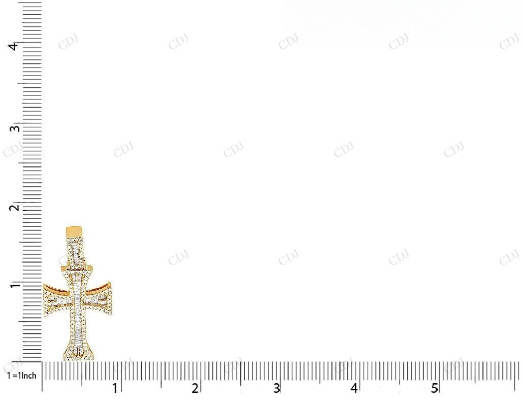 1.7 Inch Lab Grown Diamond 10K Yellow Gold Cross Pendant Hip Hop Pendent CustomDiamJewel