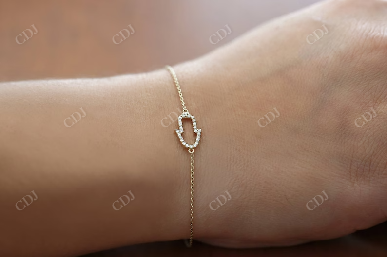 0.16CTW Moissanite Hamsa Diamond Bracelet  customdiamjewel   