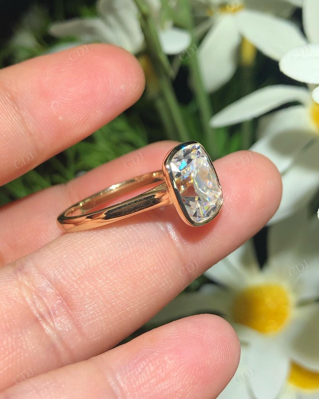 Bezel Set Lab Grown Diamond Solitaire Ring customdiamjewel
