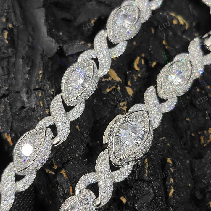 15MM Eye Infinity Link Diamond Silver Hip Hop Chain hip hop jewelry CustomDiamJewel