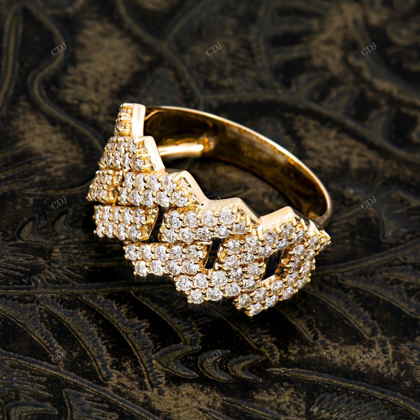 Unique Silver Moissanite Cuban Link Ring For Men hip hop jewelry customdiamjewel