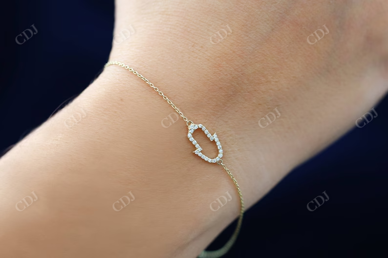 0.16CTW Moissanite Hamsa Diamond Bracelet  customdiamjewel   