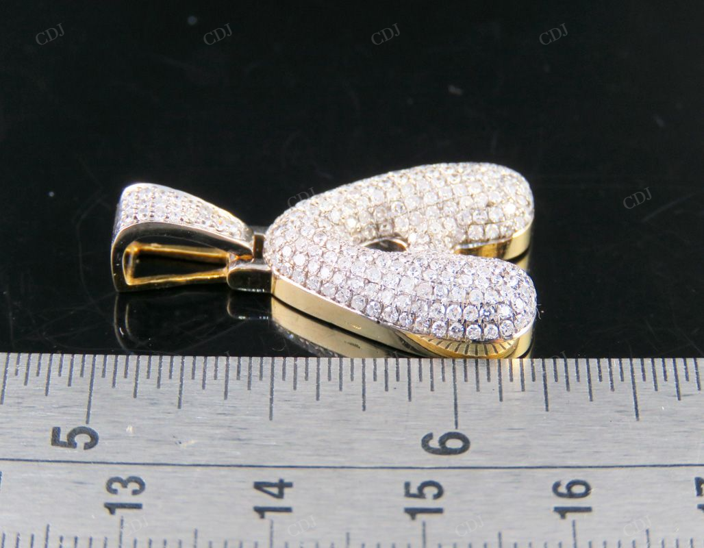 Natural Diamond 10K Yellow Gold A Letter Pendant CustomDiamJewel