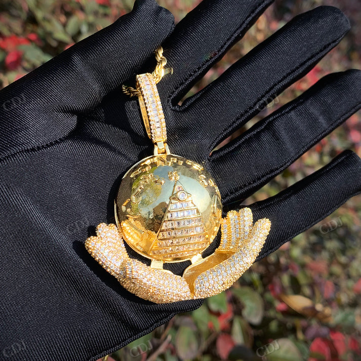 Customized Iced Out Earth Moissanite Diamond Pendant hip hop jewelry CustomDiamJewel
