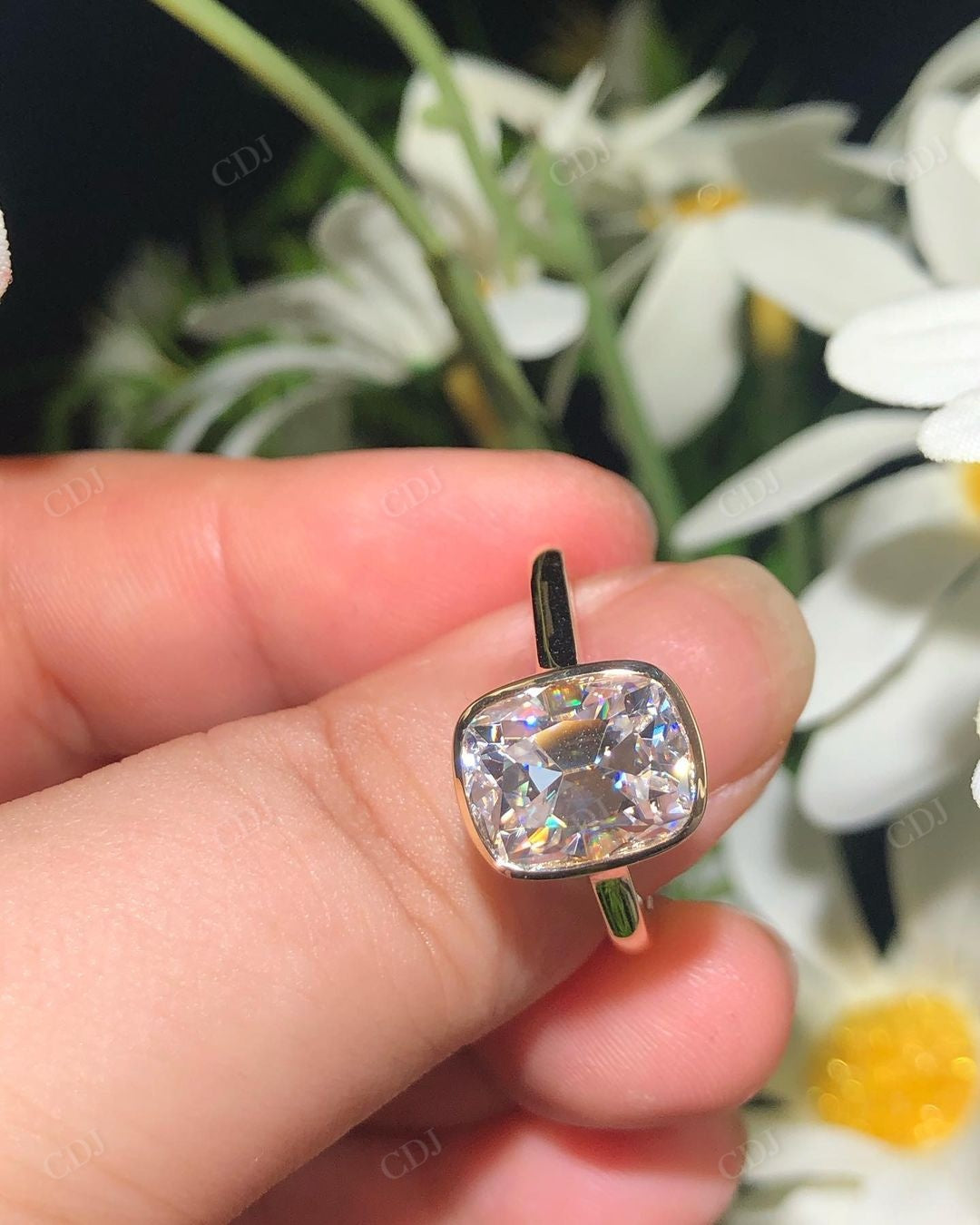 Bezel Set Lab Grown Diamond Solitaire Ring customdiamjewel