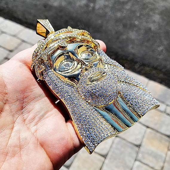 Hip Hop Style Iced Out Sterling Silver Jesus Pendant hip hop jewelry CustomDiamJewel