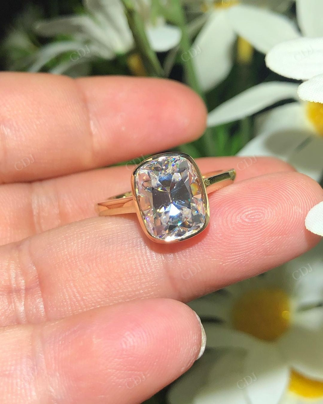 Bezel Set Lab Grown Diamond Solitaire Ring customdiamjewel