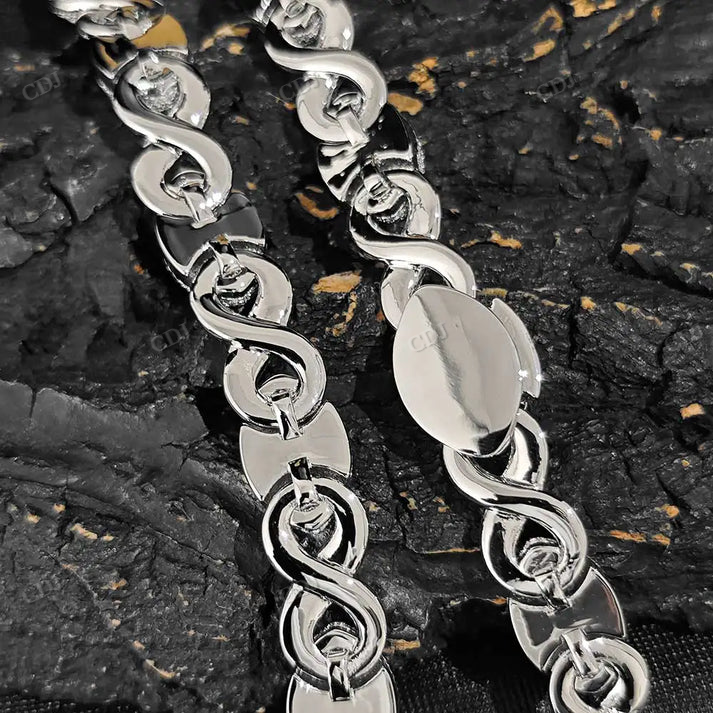 15MM Eye Infinity Link Diamond Silver Hip Hop Chain hip hop jewelry CustomDiamJewel