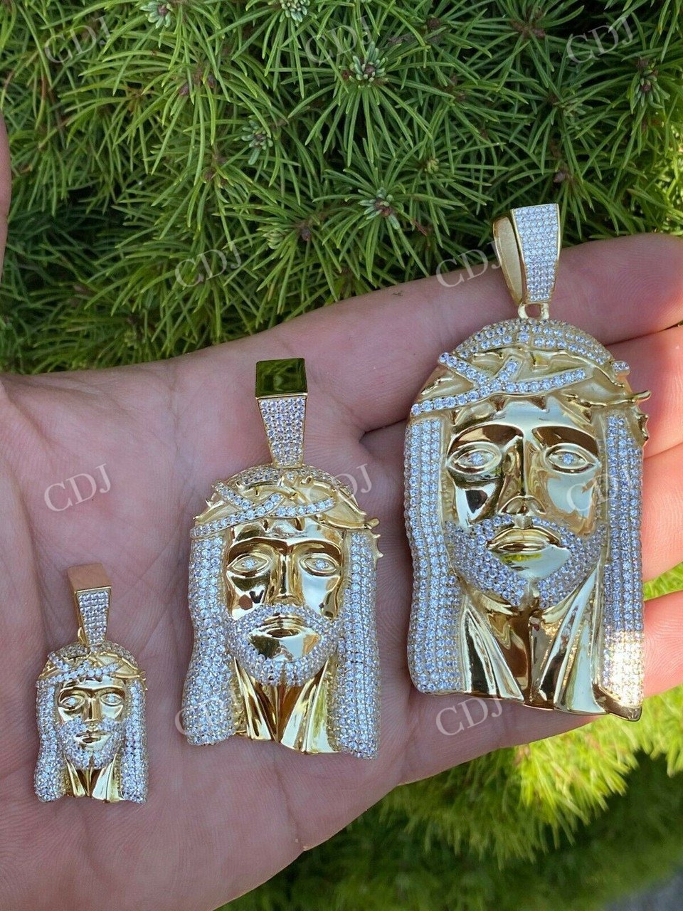 14K Gold Moissanite Iced Jesus Piece Pendant  customdiamjewel   