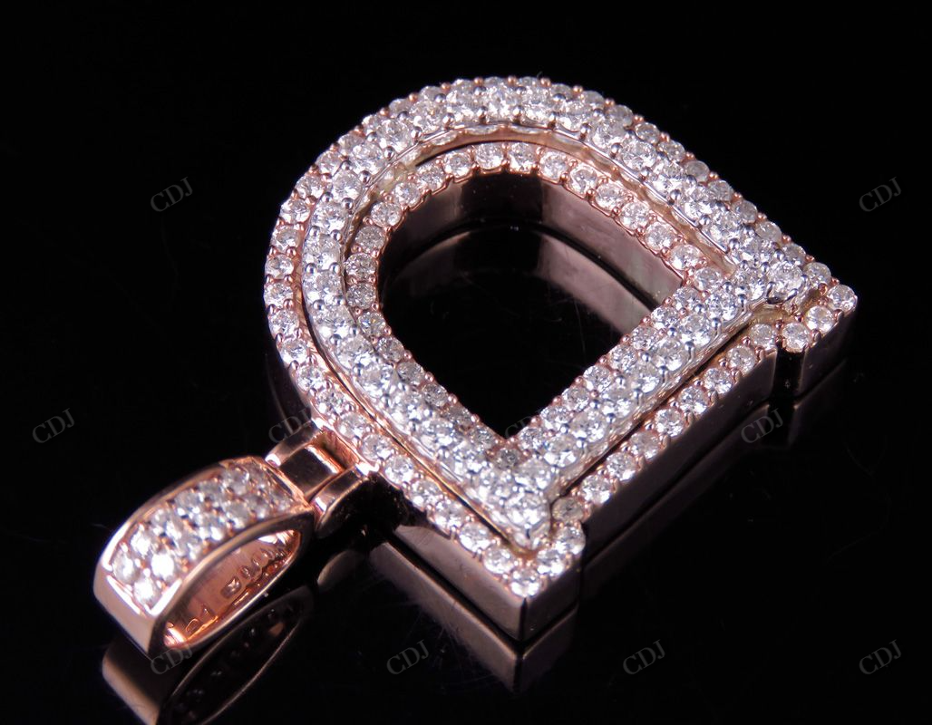 Custom Letter 'D' Initial Natural Diamond Pendent 10K Two Tone Gold CustomDiamJewel