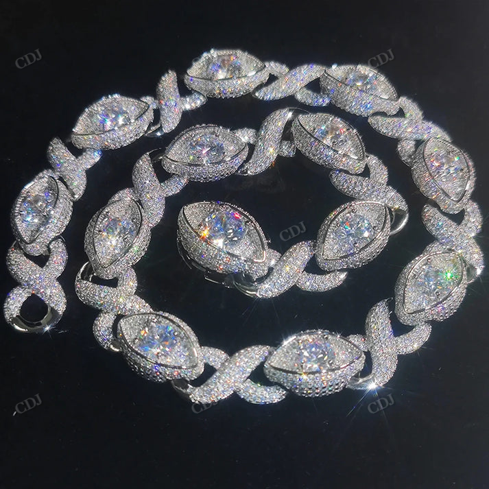 15MM Eye Infinity Link Diamond Silver Hip Hop Chain hip hop jewelry CustomDiamJewel