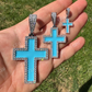 Round Diamond Light Blue Enamel Hip Hop Pendant  customdiamjewel   