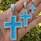 Round Diamond Light Blue Enamel Hip Hop Pendant  customdiamjewel   
