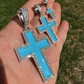 Round Diamond Light Blue Enamel Hip Hop Pendant  customdiamjewel   
