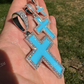 Round Diamond Light Blue Enamel Hip Hop Pendant  customdiamjewel   