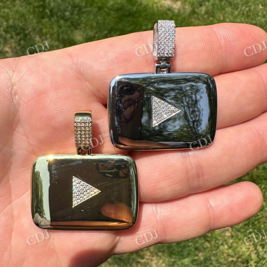 You Tube Sterling Silver Round Diamond Pendant  customdiamjewel   