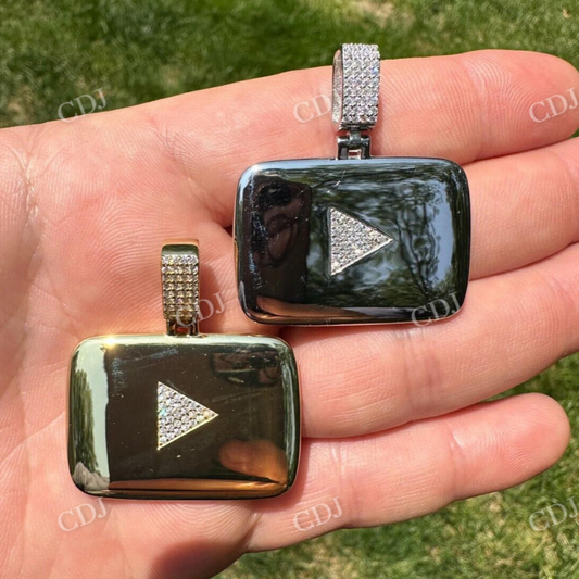 You Tube Sterling Silver Round Diamond Pendant  customdiamjewel   