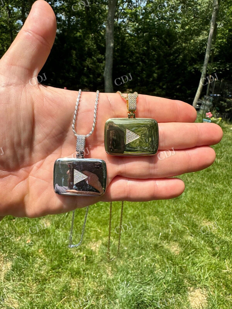 You Tube Sterling Silver Round Diamond Pendant  customdiamjewel   