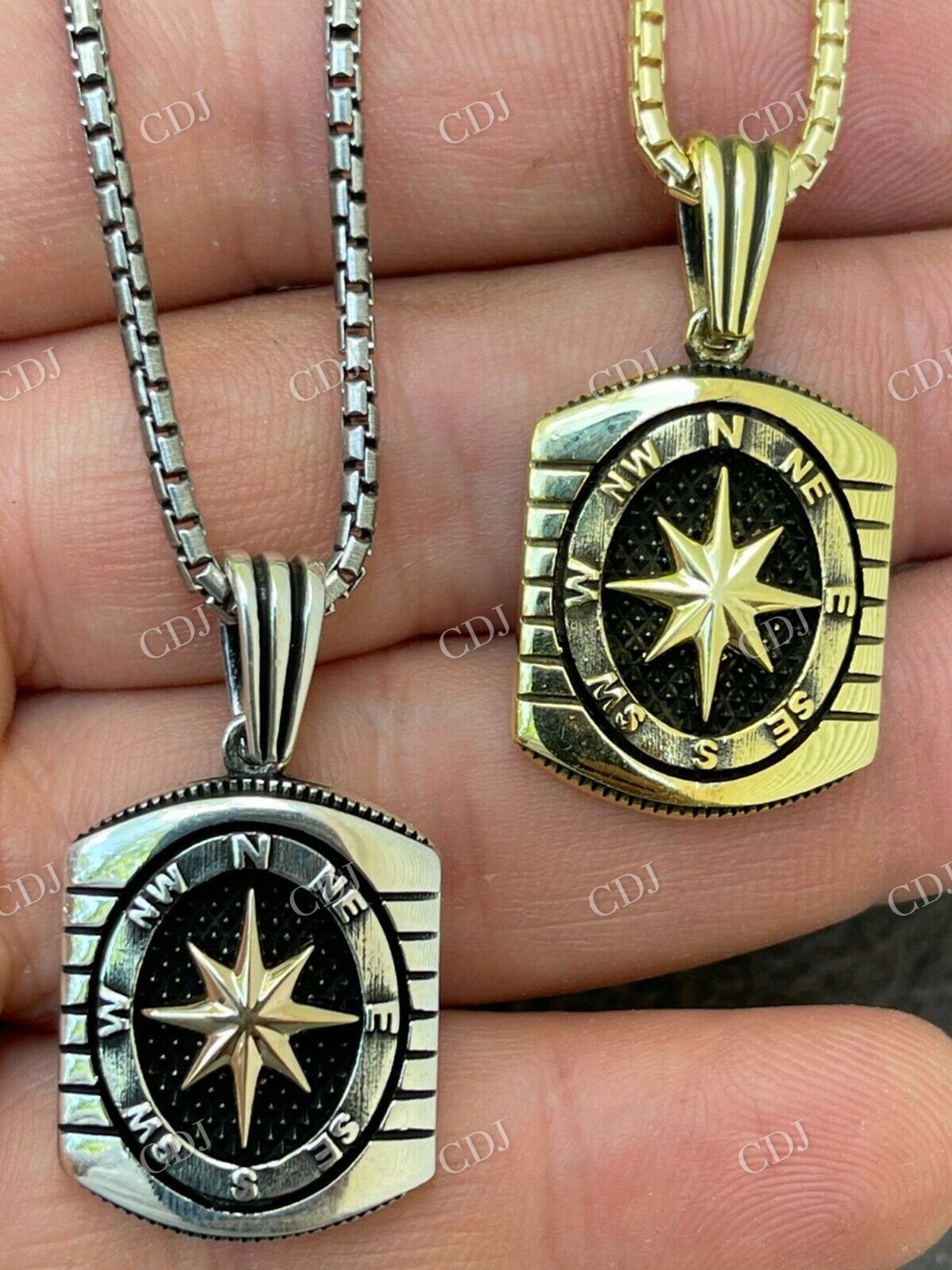 Men's Navigation Nautical Star Compass Pendant  customdiamjewel   